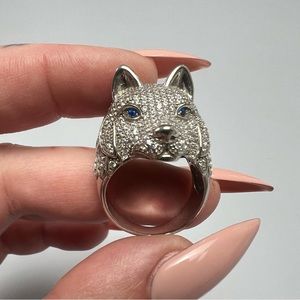 Husky Sterling silver rhodium coated ring set with CZ.